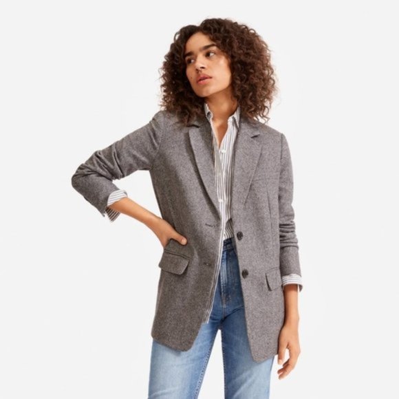 Everlane Jackets & Blazers - Everlane NWT Oversized Blazer Gray Herringbone 6